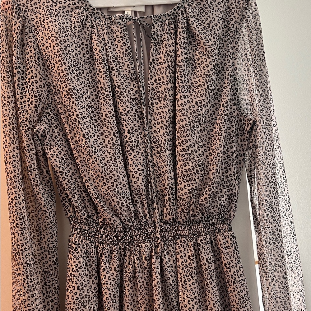 Wayf Black and White Animal Print Long Sleeve Dress